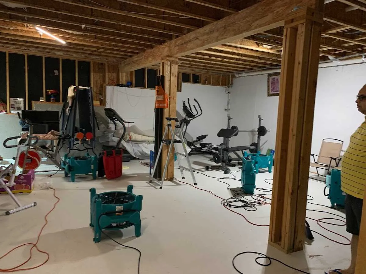 Basement drying equipment setup for Contents Cleaning & Restoration in Baraboo
